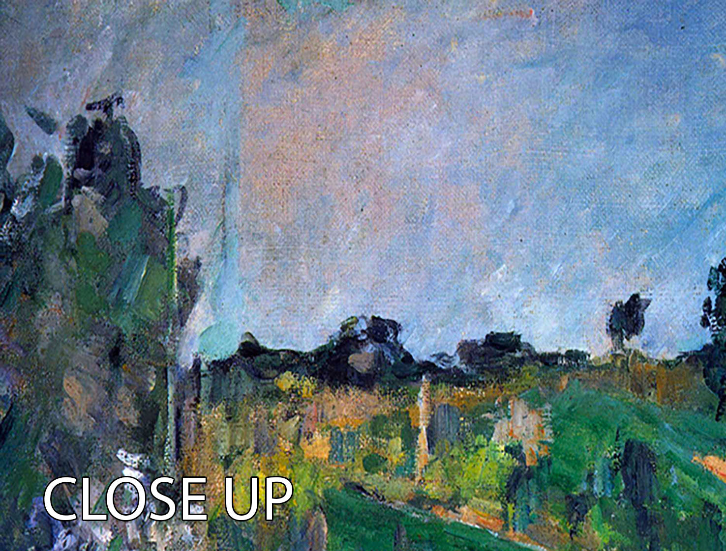 Village behind the view of Auvers-sur-Oise The Fence by Cezanne 3 Split Panel Canvas Print - Canvas Art Rocks - 3