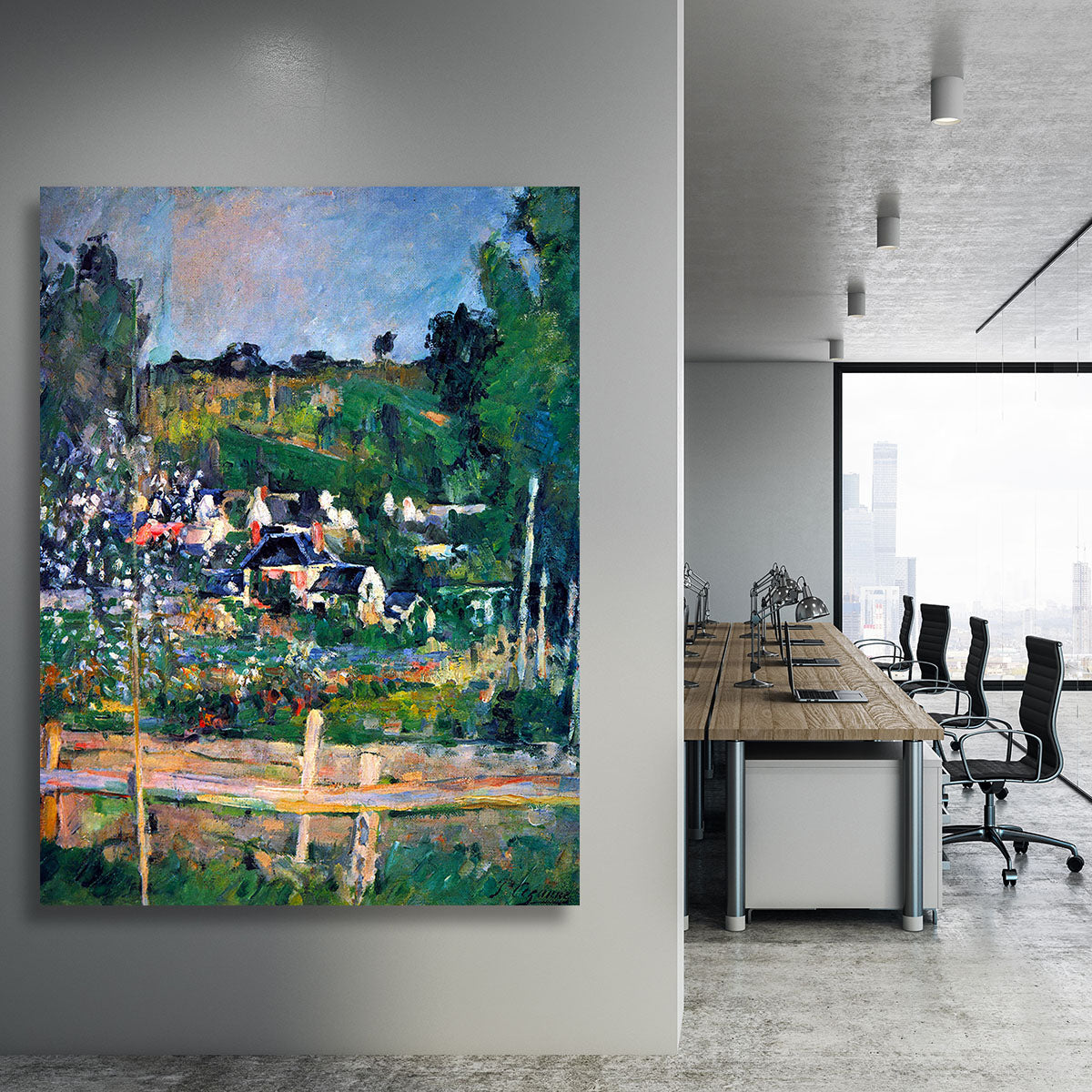 Village behind the view of Auvers-sur-Oise The Fence by Cezanne Canvas Print or Poster - Canvas Art Rocks - 3