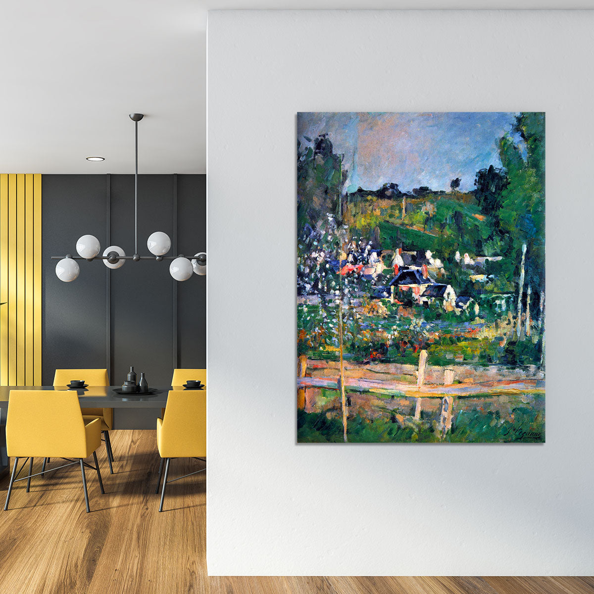 Village behind the view of Auvers-sur-Oise The Fence by Cezanne Canvas Print or Poster - Canvas Art Rocks - 4