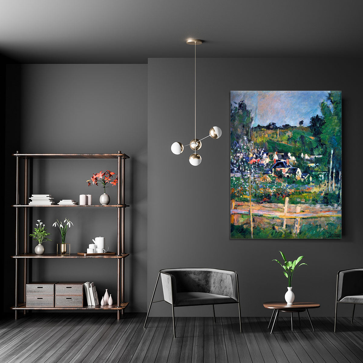 Village behind the view of Auvers-sur-Oise The Fence by Cezanne Canvas Print or Poster - Canvas Art Rocks - 5