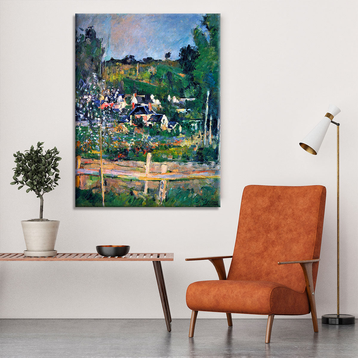 Village behind the view of Auvers-sur-Oise The Fence by Cezanne Canvas Print or Poster - Canvas Art Rocks - 6