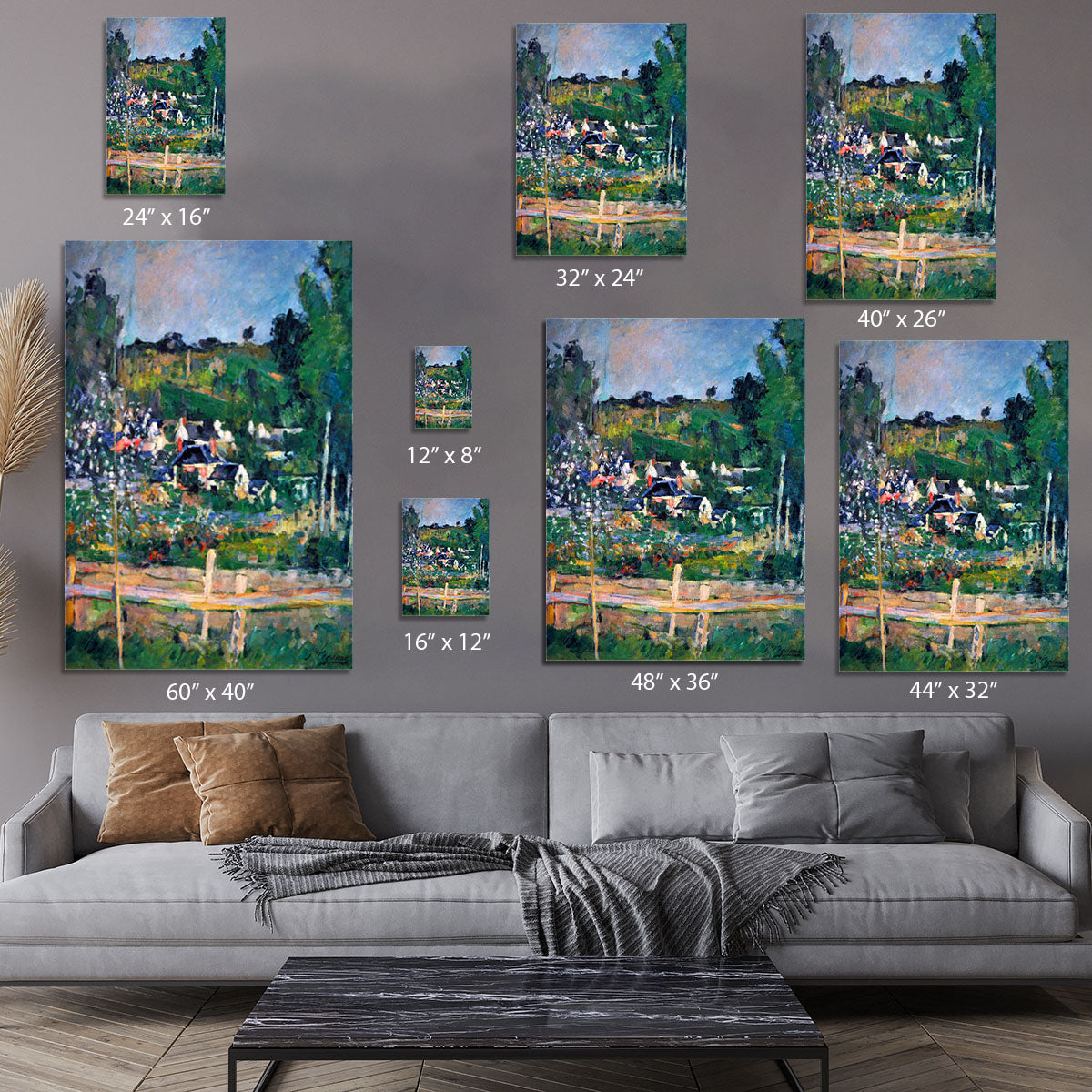Village behind the view of Auvers-sur-Oise The Fence by Cezanne Canvas Print or Poster - Canvas Art Rocks - 7