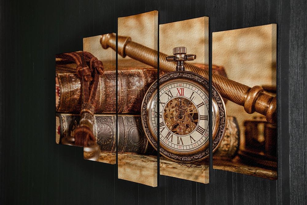 Vintage Antique pocket watch 5 Split Panel Canvas  - Canvas Art Rocks - 2