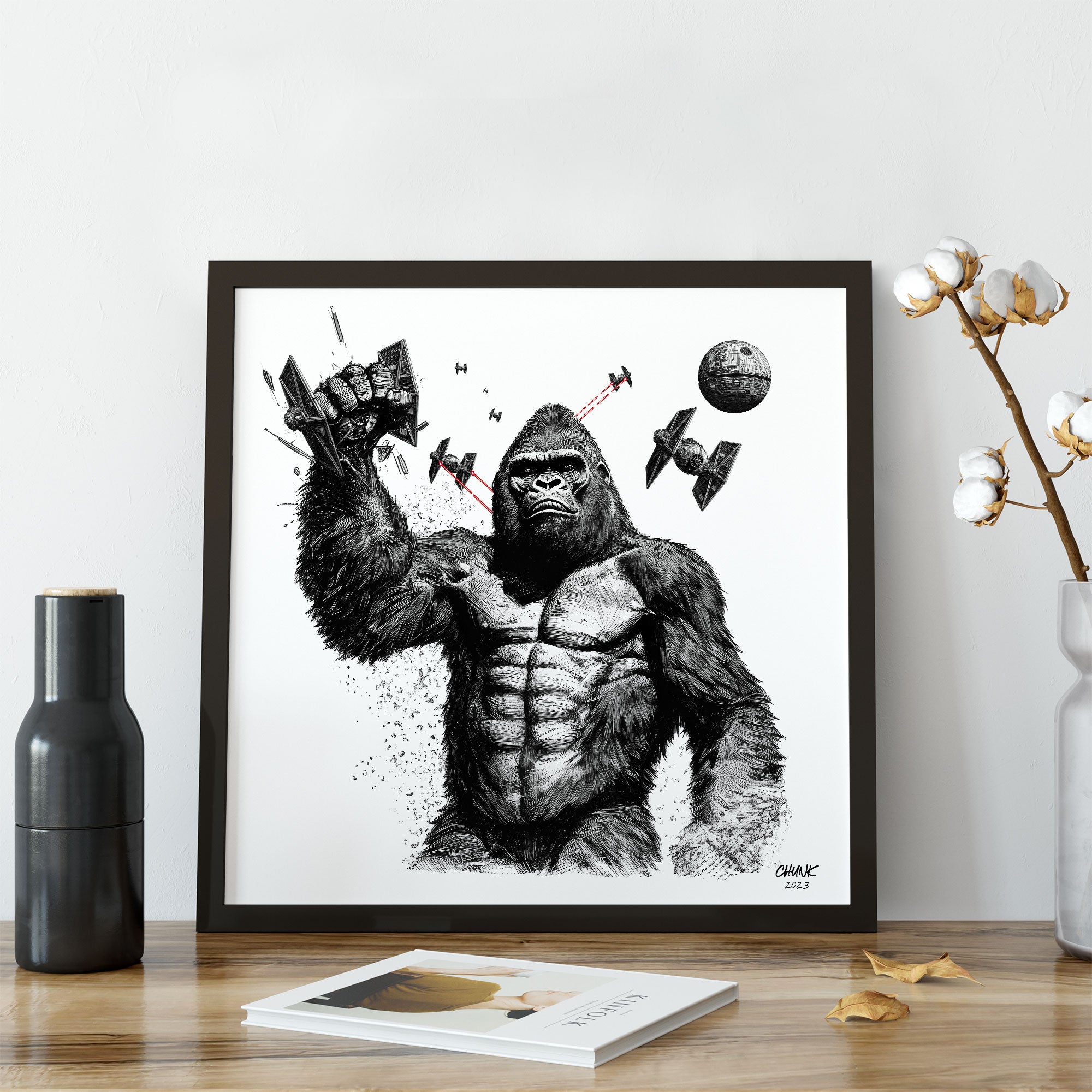 Empire Strikes White Framed Print