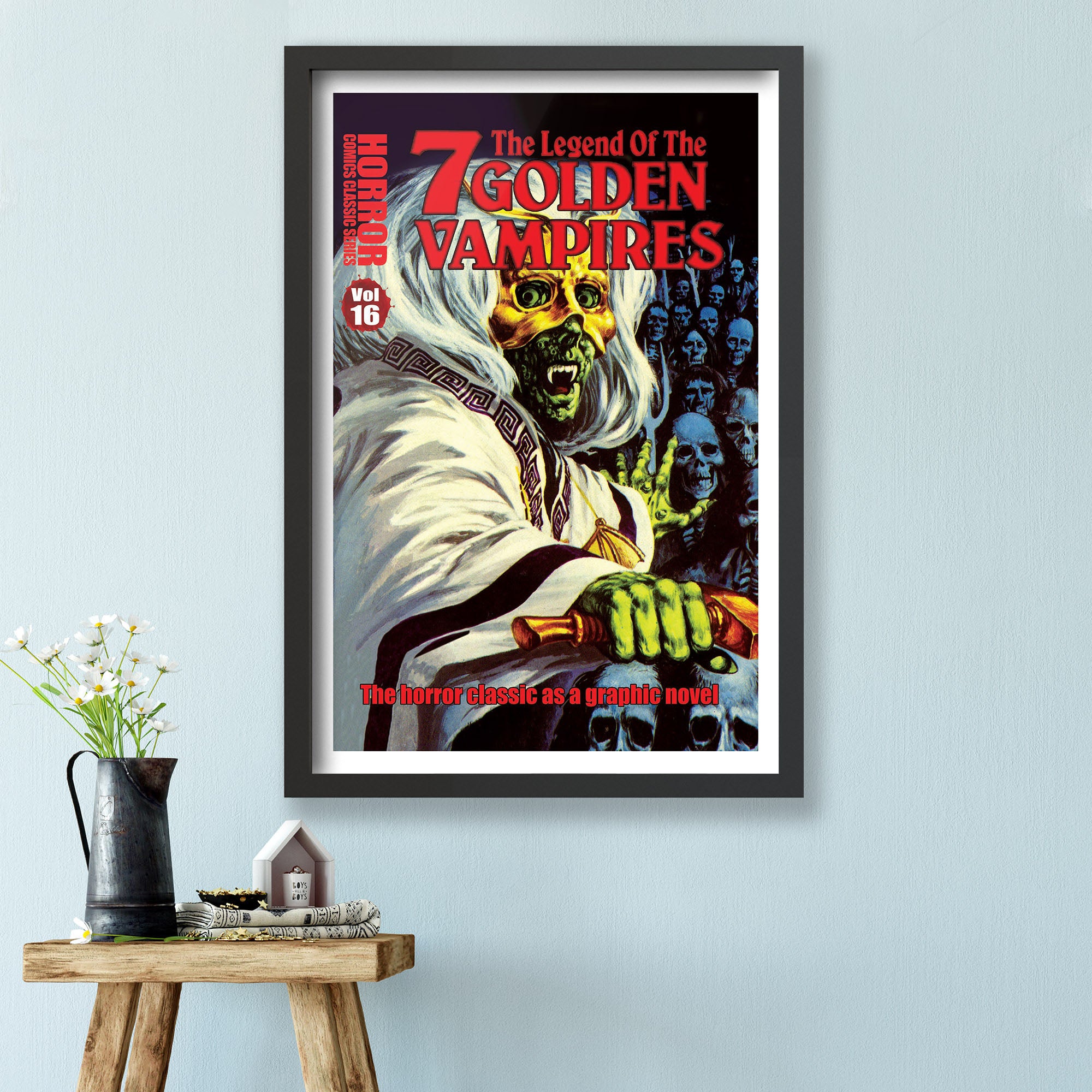 horror line the legend of the 7 golden vampires framed print wall art