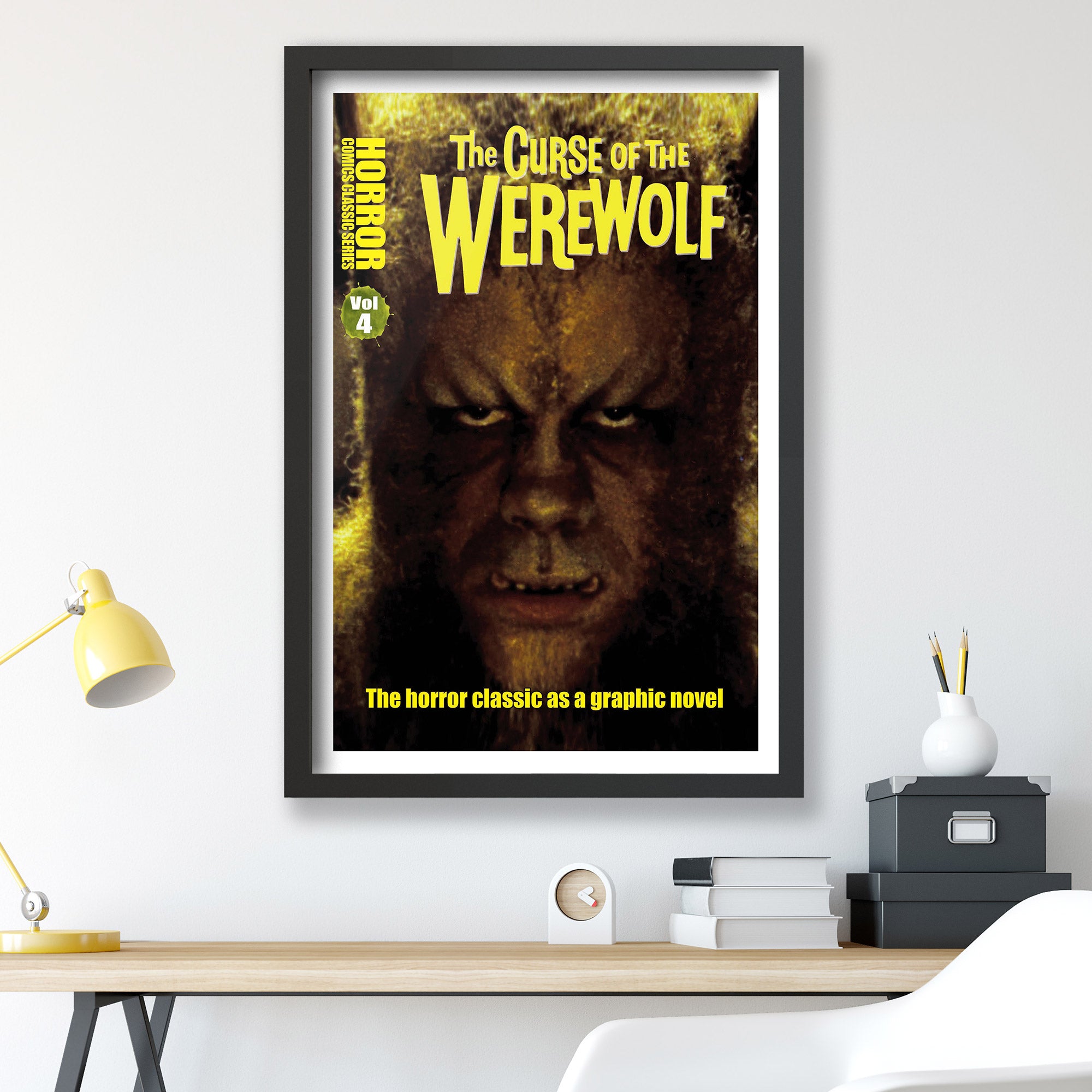 horror line the curse of the werewolf framed print wall art
