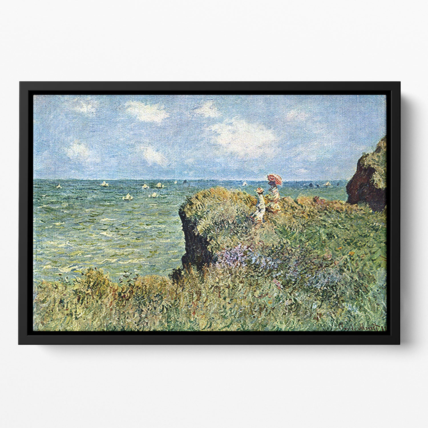 Walk on the cliffs by Monet Floating Framed Canvas