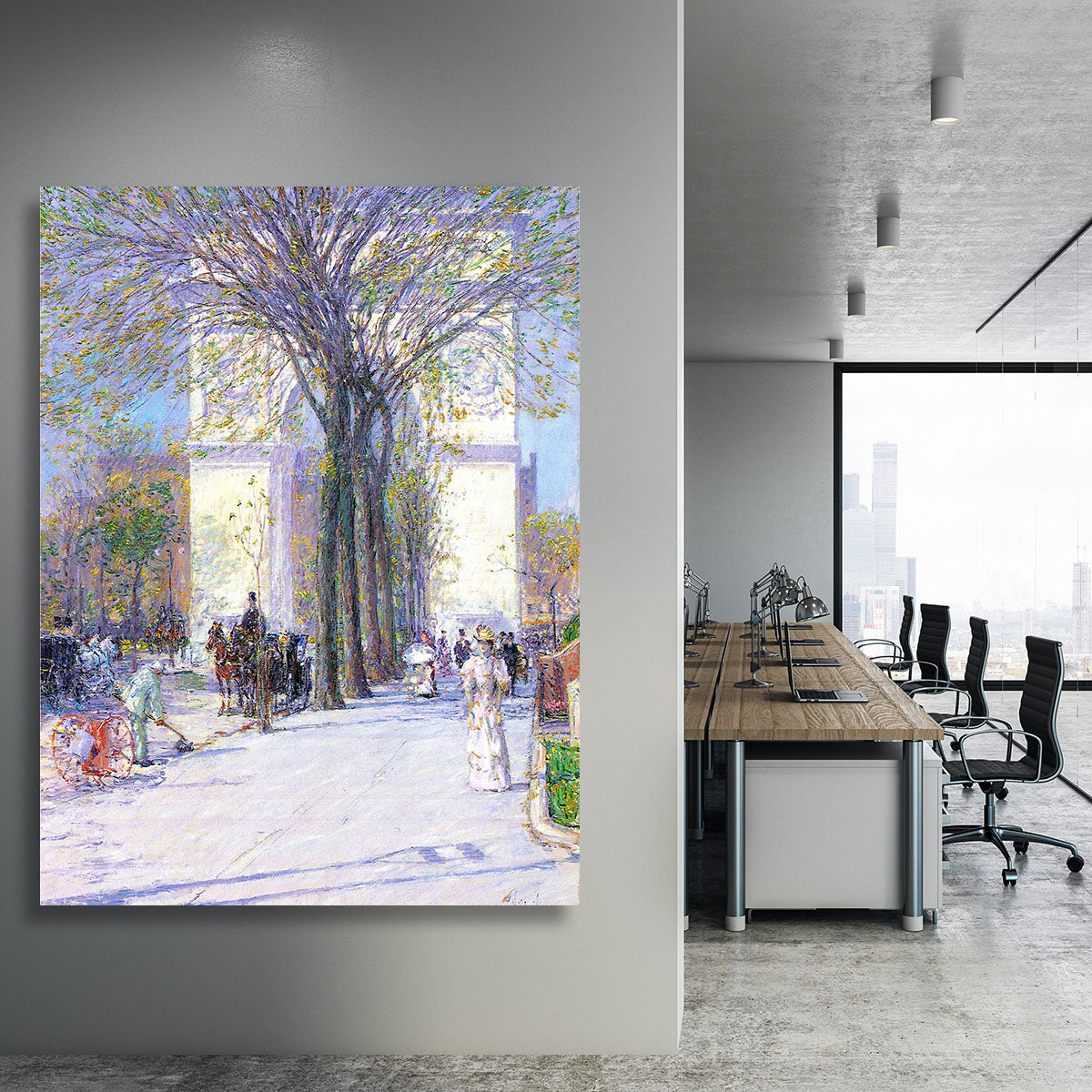 Washington triumphal arch in spring by Hassam Canvas Print or Poster - Canvas Art Rocks - 3