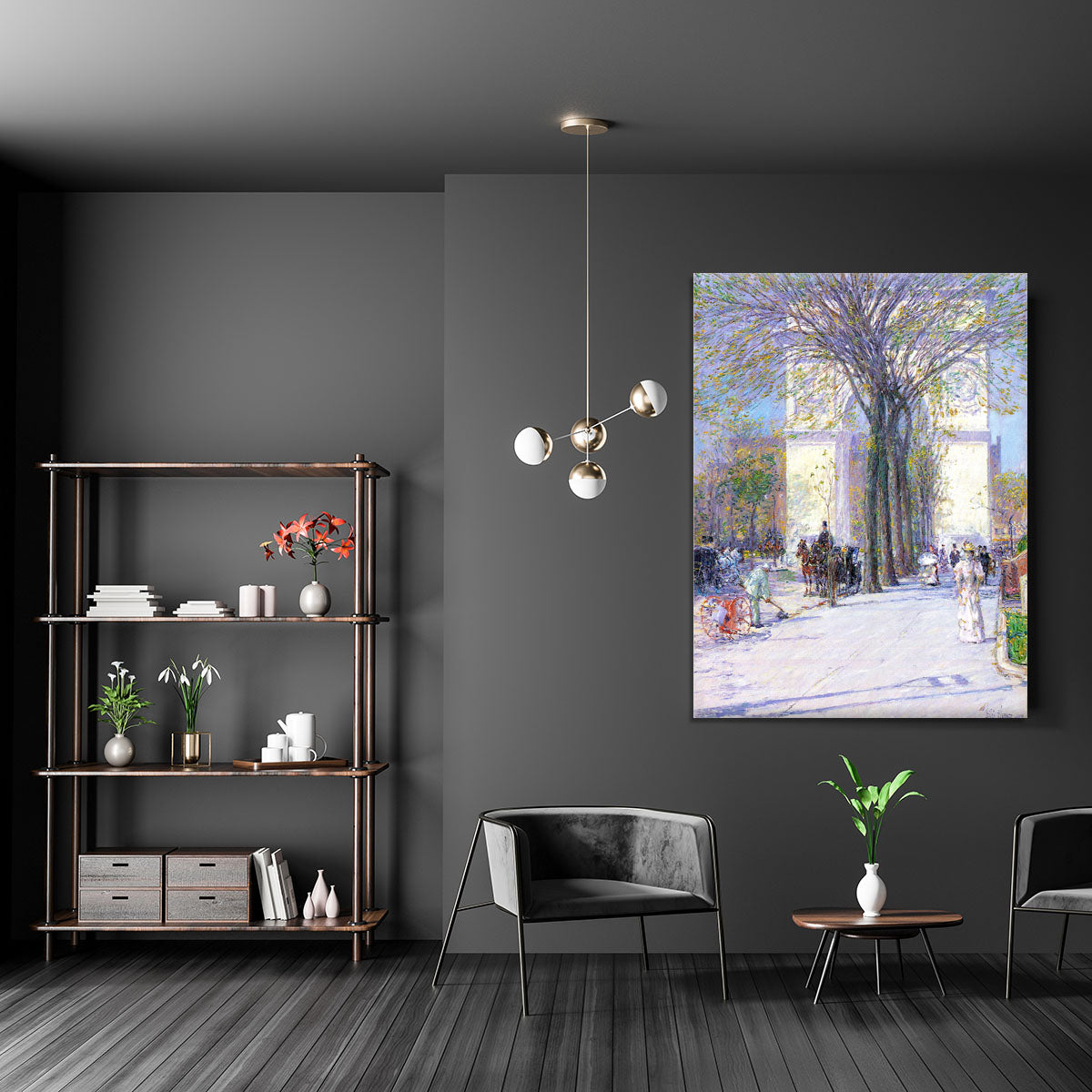 Washington triumphal arch in spring by Hassam Canvas Print or Poster - Canvas Art Rocks - 5