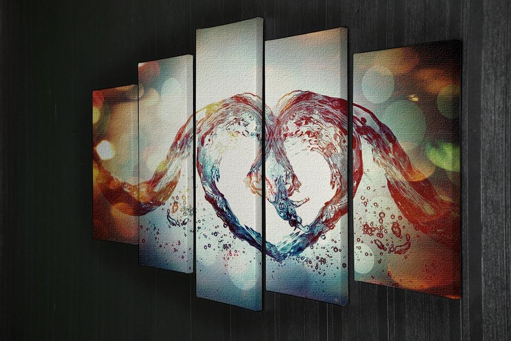 Water Heart 5 Split Panel Canvas - Canvas Art Rocks - 2