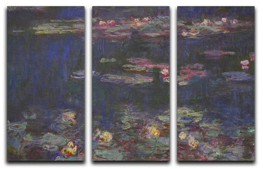 Water Lillies 11 by Monet Split Panel Canvas Print - Canvas Art Rocks - 4