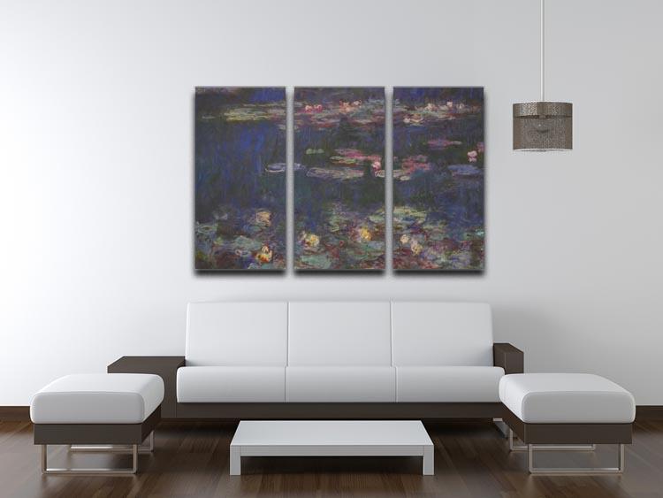 Water Lillies 11 by Monet Split Panel Canvas Print - Canvas Art Rocks - 4