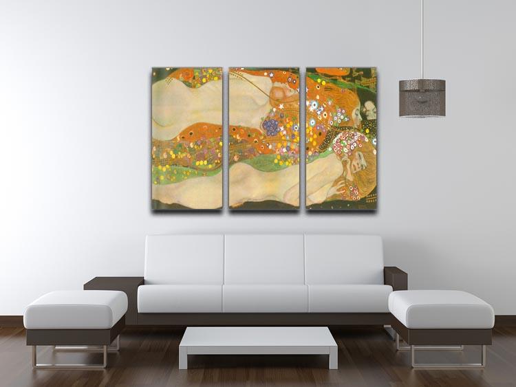 Water snakes friends II by Klimt 3 Split Panel Canvas Print - Canvas Art Rocks - 3
