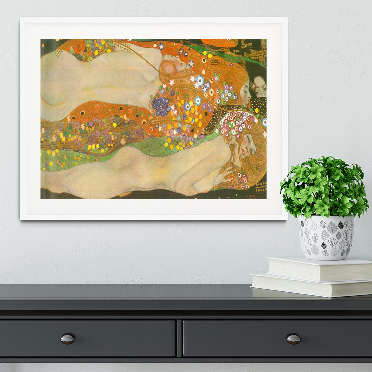 Water snakes friends II by Klimt Framed Print - Canvas Art Rocks - 5
