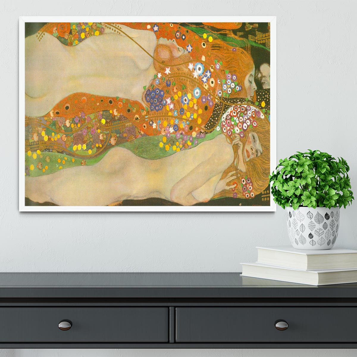 Water snakes friends II by Klimt Framed Print - Canvas Art Rocks -6