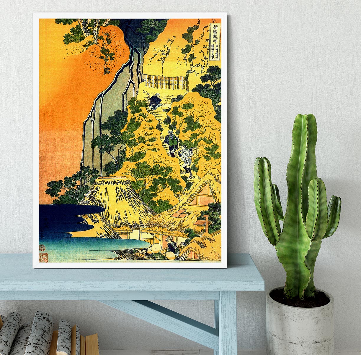 Waterfalls in all provinces by Hokusai Framed Print - Canvas Art Rocks -6