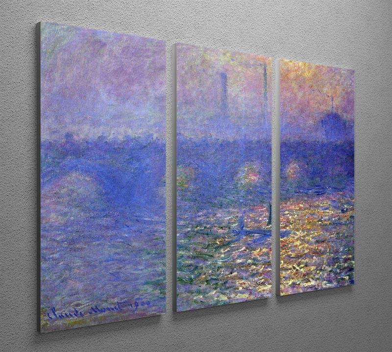 Waterloo Bridge by Monet Split Panel Canvas Print - Canvas Art Rocks - 4