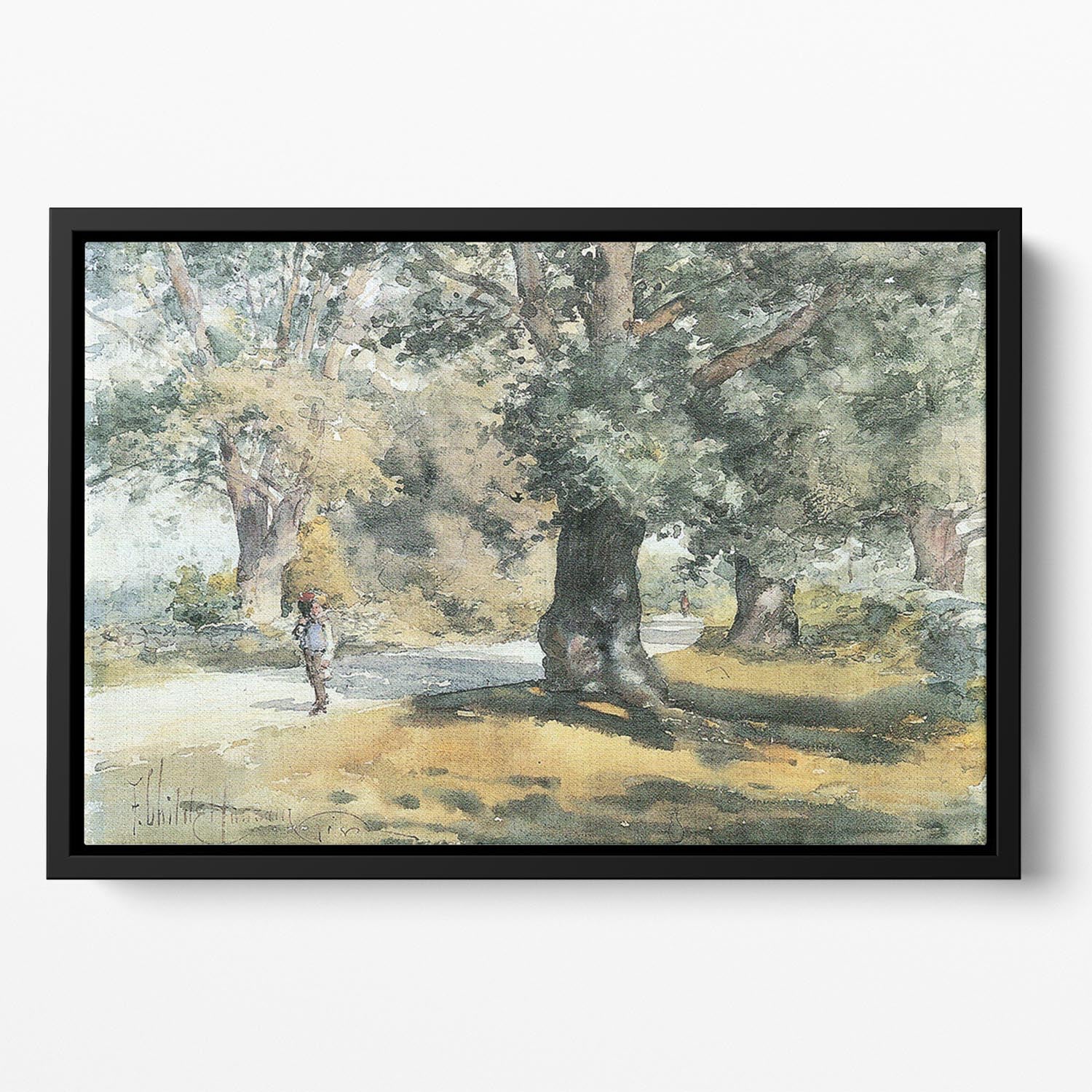 Wayside Inn Mass by Hassam Floating Framed Canvas - Canvas Art Rocks - 2