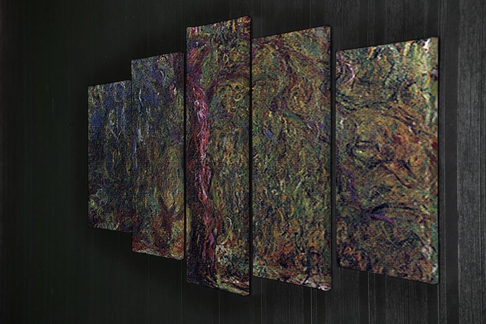 Weeping willow by Monet 5 Split Panel Canvas - Canvas Art Rocks - 2