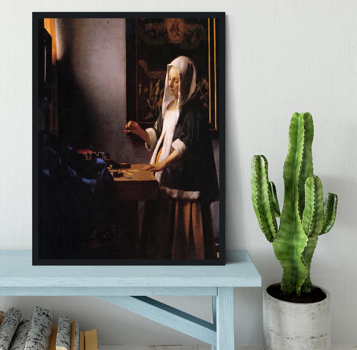 Weights by Vermeer Framed Print - Canvas Art Rocks - 2