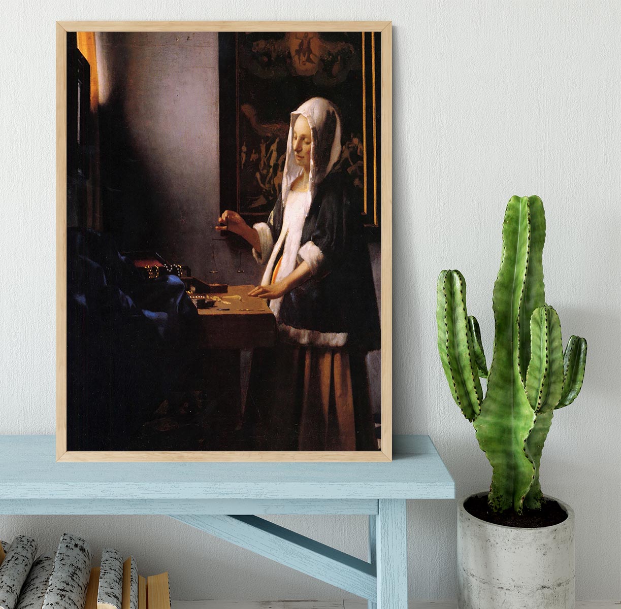 Weights by Vermeer Framed Print - Canvas Art Rocks - 4