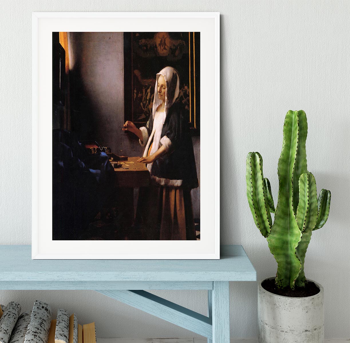 Weights by Vermeer Framed Print - Canvas Art Rocks - 5