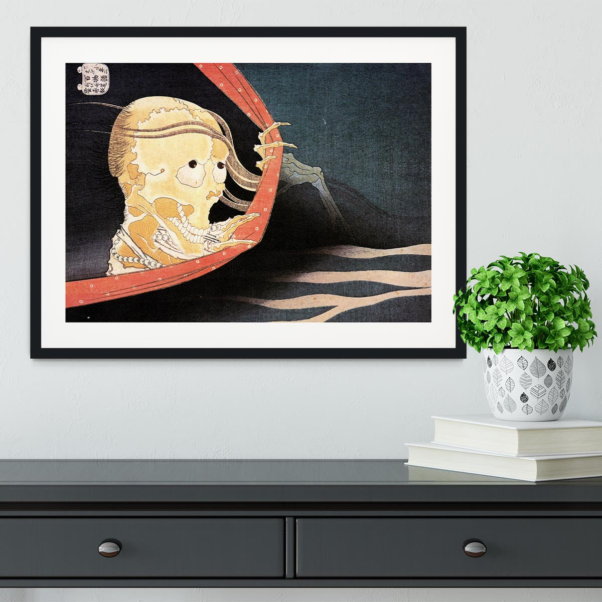 Weird Skeleton by Hokusai Framed Print - Canvas Art Rocks - 1