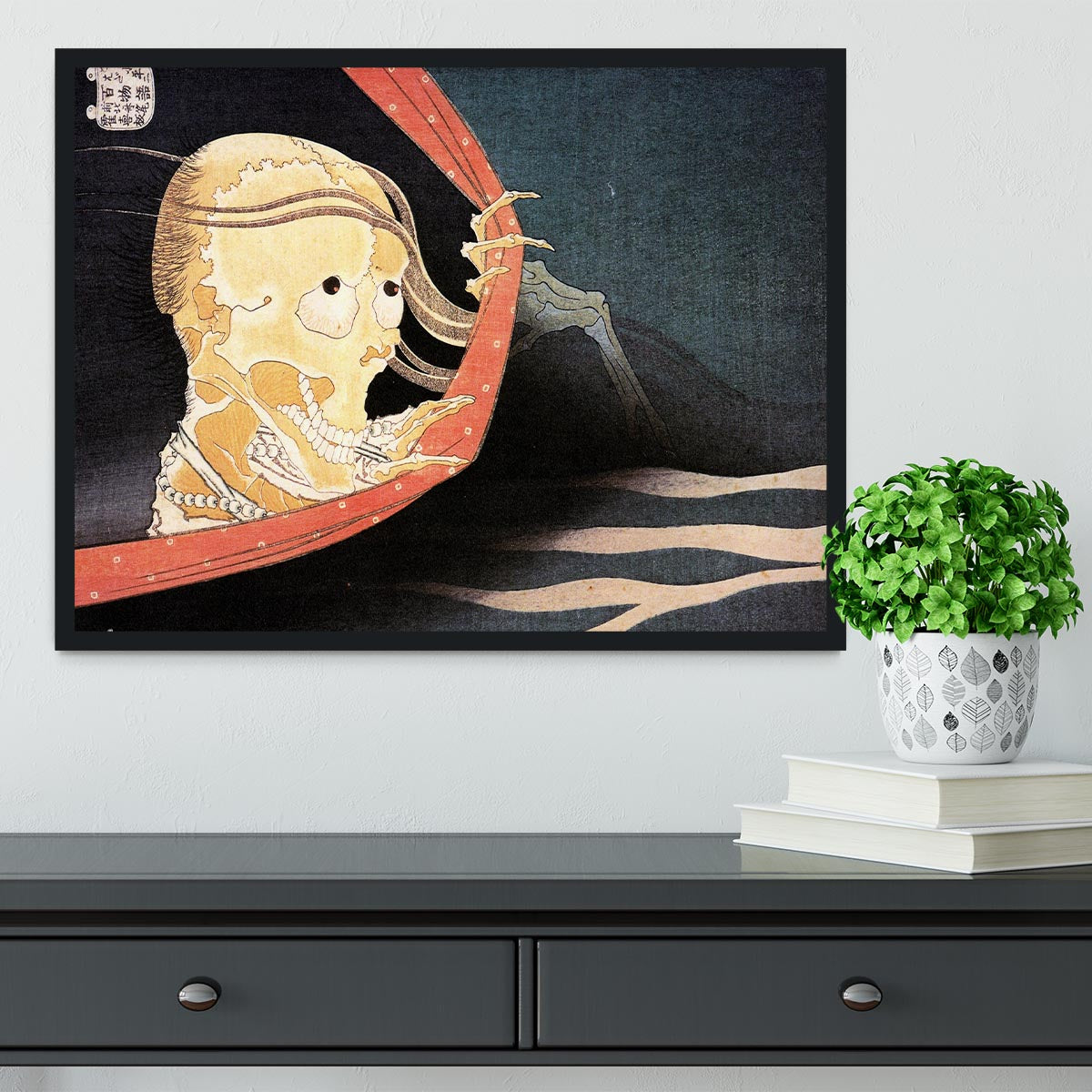 Weird Skeleton by Hokusai Framed Print - Canvas Art Rocks - 2