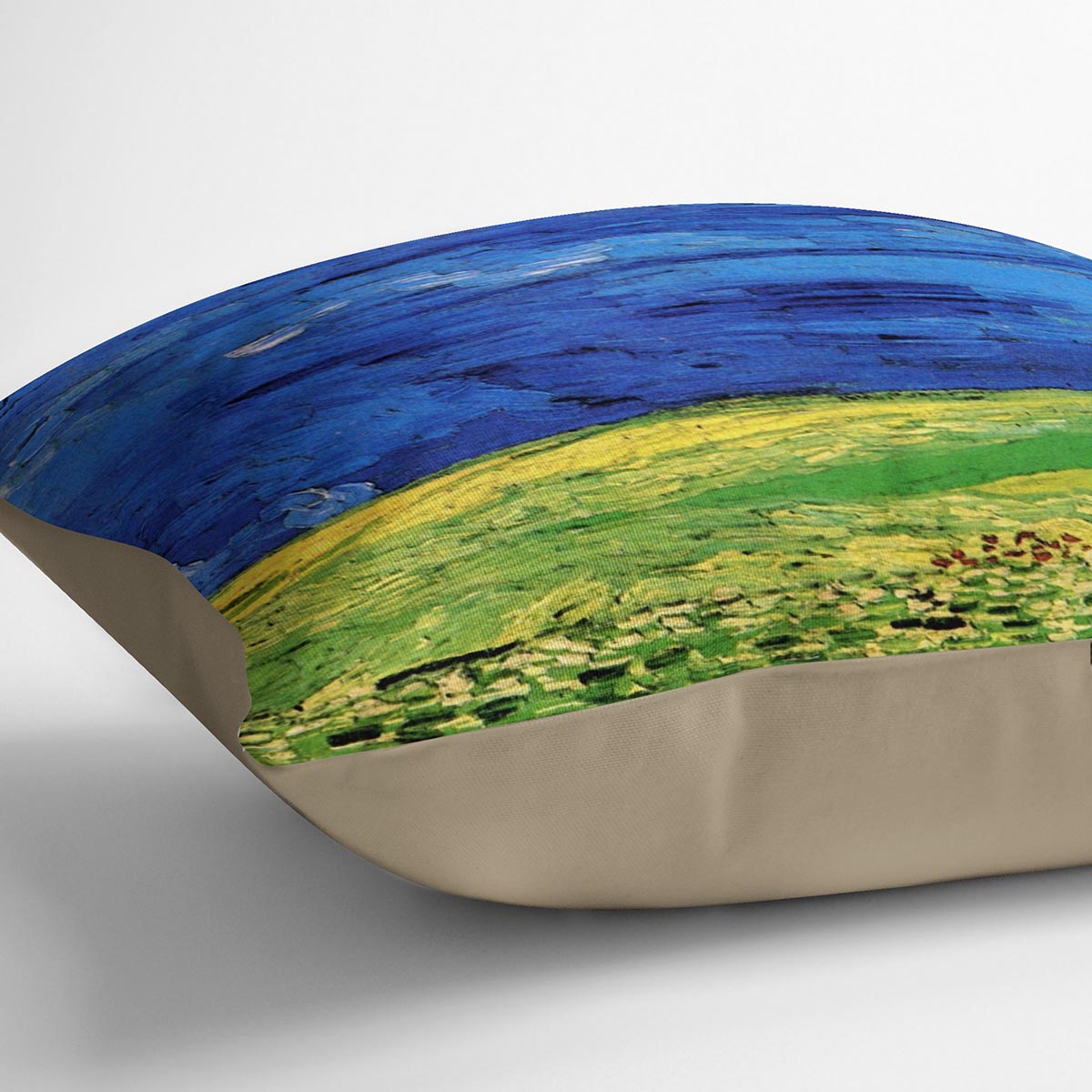 Wheat Field Under Clouded Sky by Van Gogh Cushion