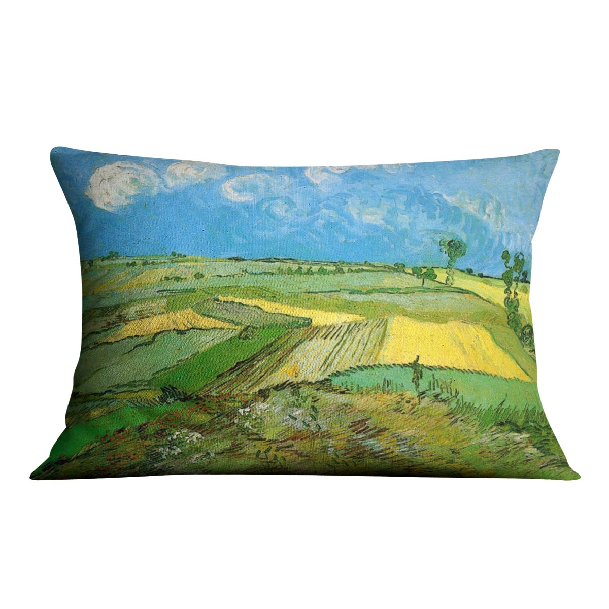 Wheat Fields at Auvers Under Clouded Sky by Van Gogh Cushion