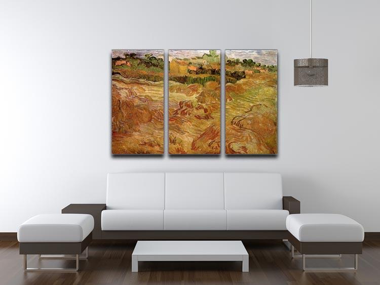 Wheat Fields with Auvers in the Background by Van Gogh 3 Split Panel Canvas Print - Canvas Art Rocks - 4