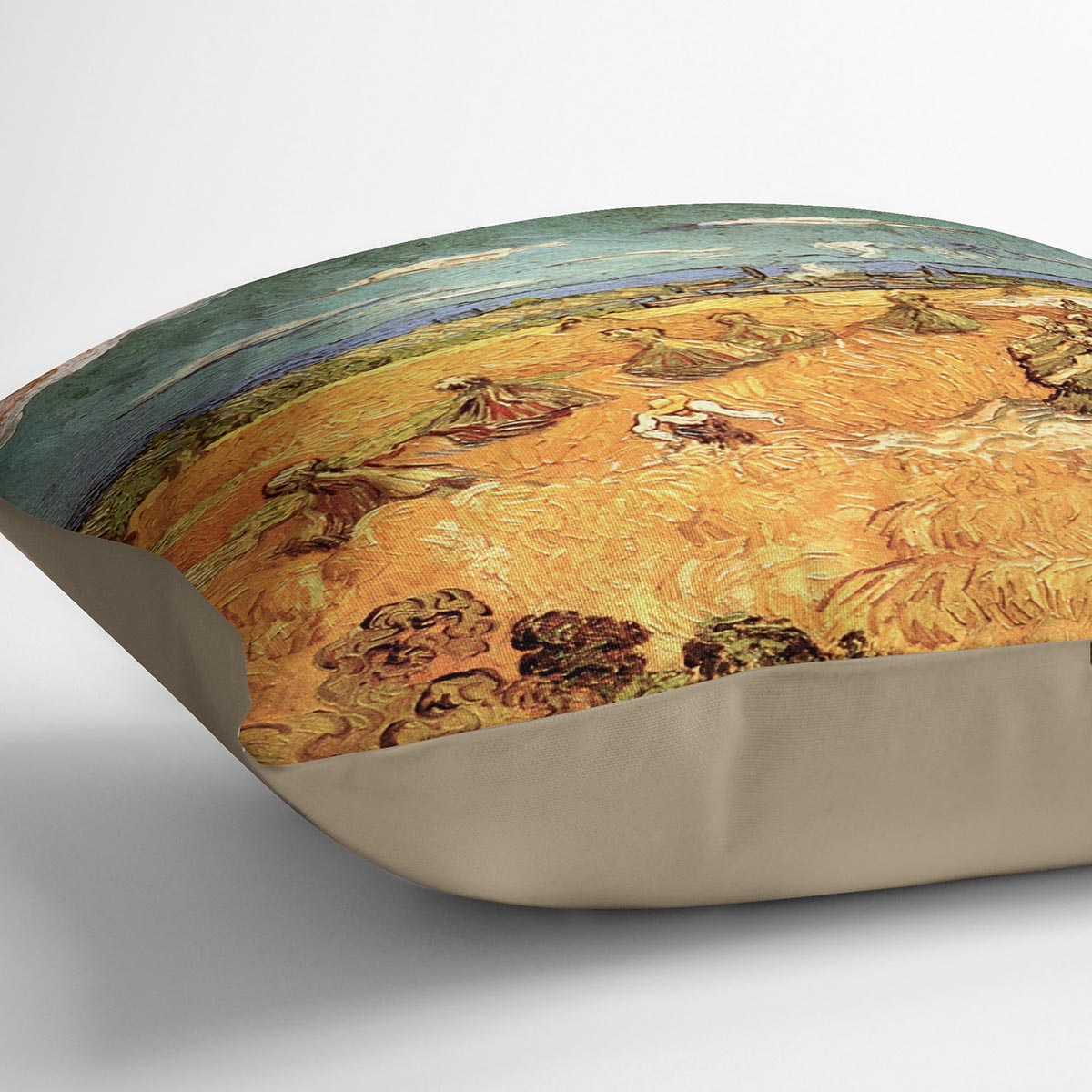 Wheat Stacks with Reaper by Van Gogh Cushion