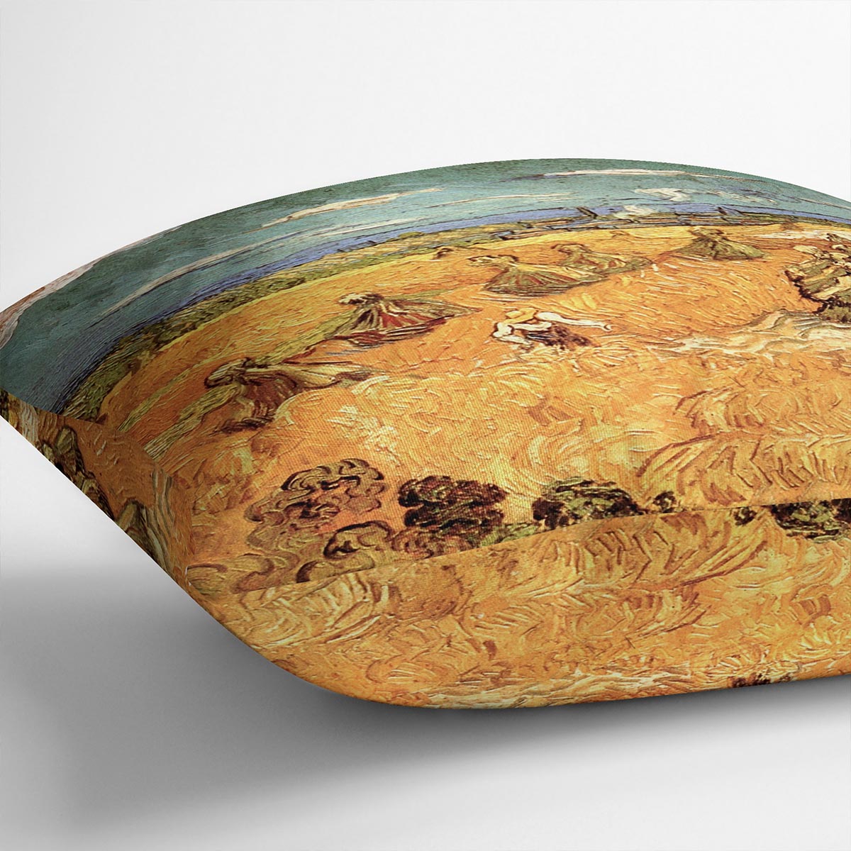 Wheat Stacks with Reaper by Van Gogh Cushion