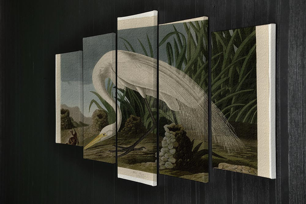 White Heron by Audubon 5 Split Panel Canvas - Canvas Art Rocks - 2