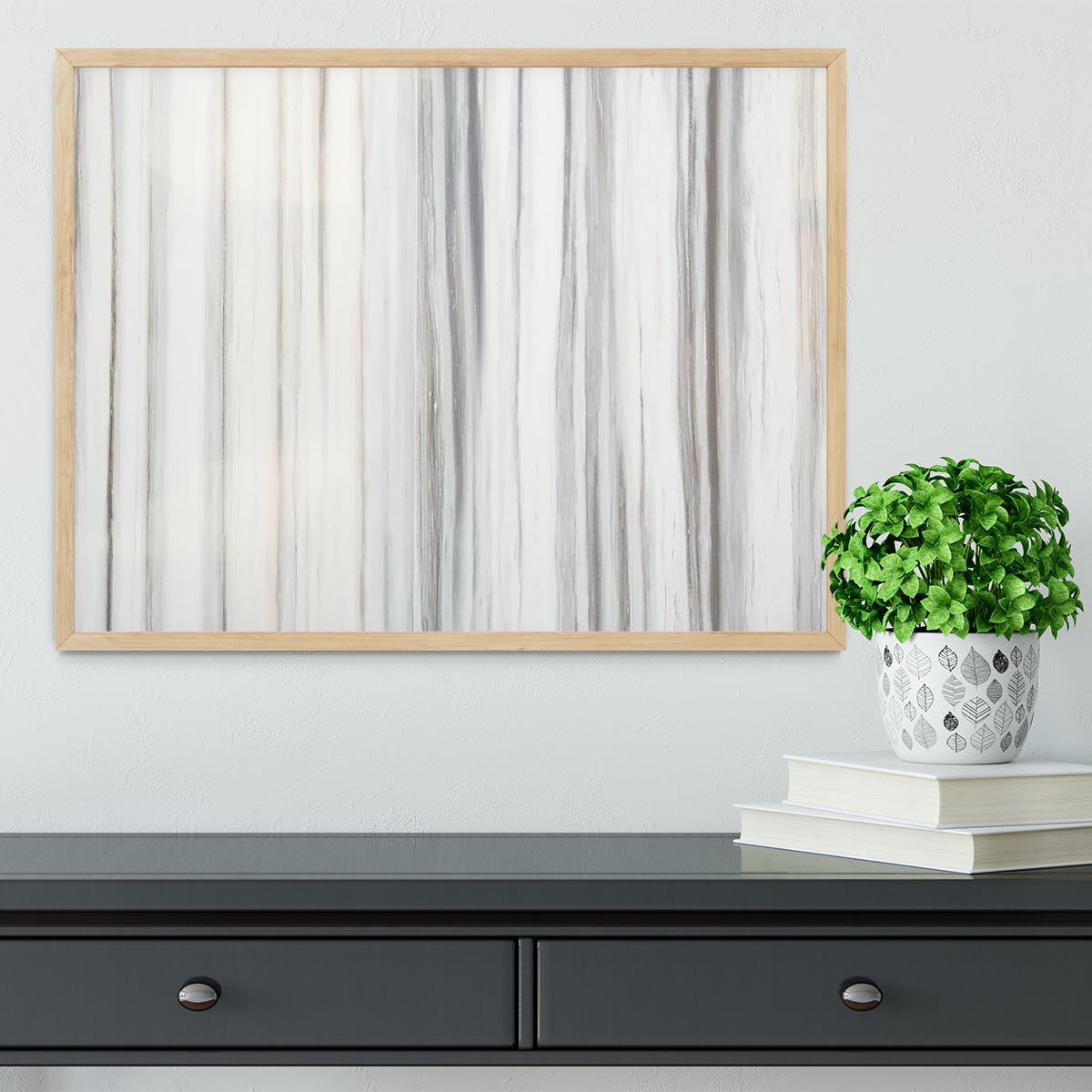 White and Grey Striped Marble Framed Print - Canvas Art Rocks - 4