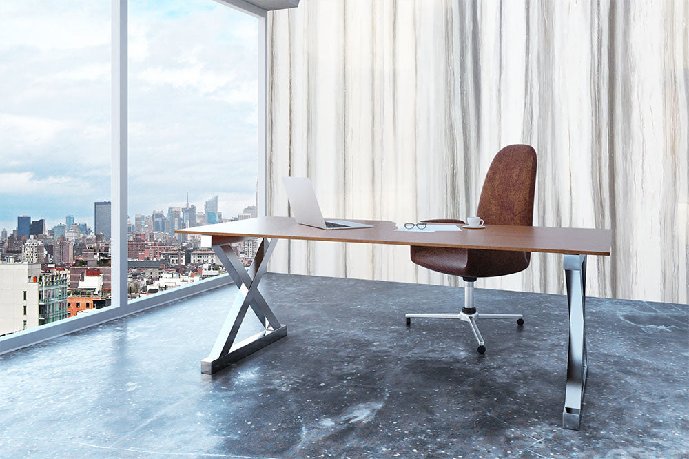 White and Grey Striped Marble Wall Mural Wallpaper - Canvas Art Rocks - 3