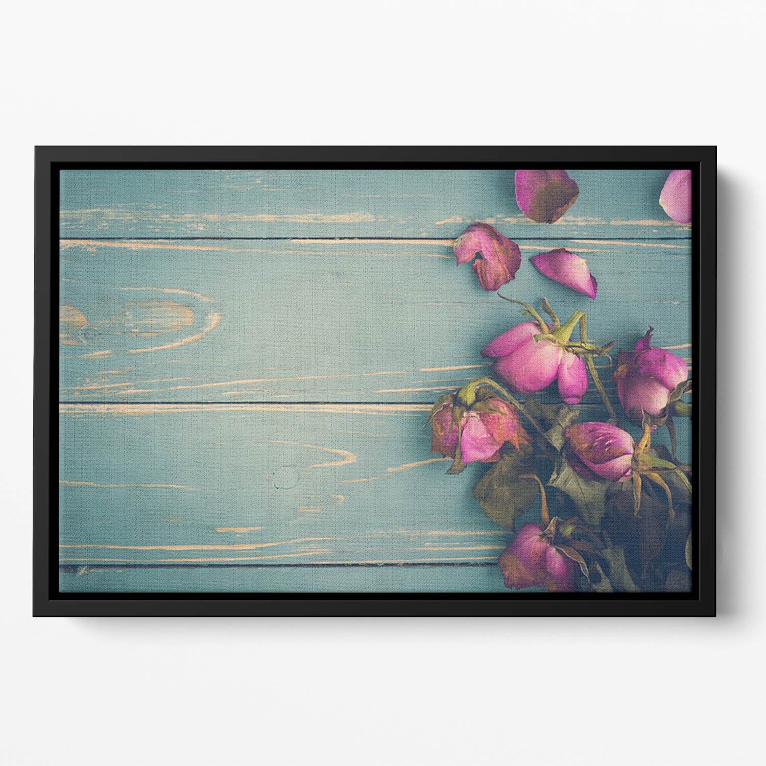 Wilted Flower Vintage Background Floating Framed Canvas