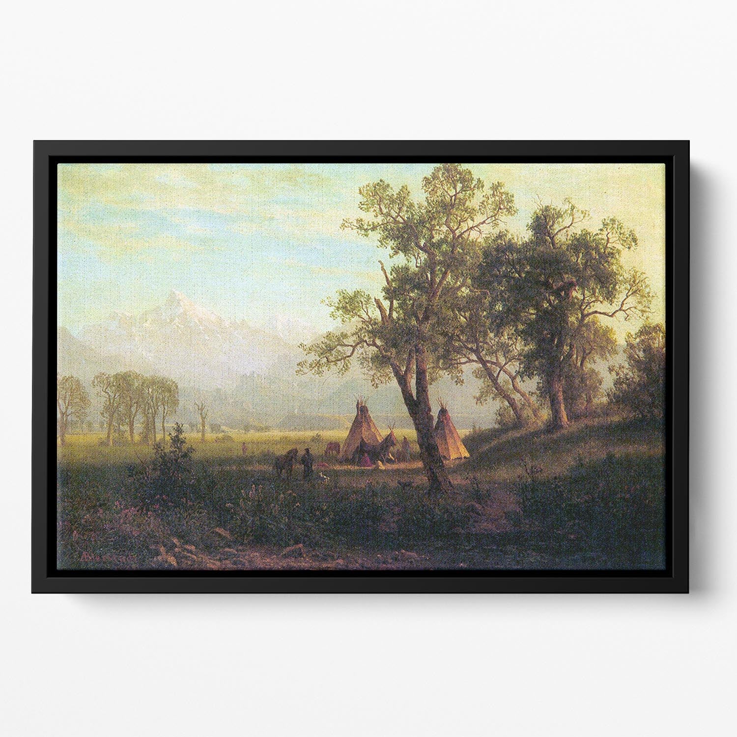 Wind River Mountains in Nebraska by Bierstadt Floating Framed Canvas - Canvas Art Rocks - 2