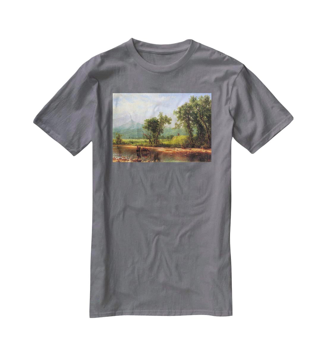 Wind River Mountains landscape in Wyoming by Bierstadt T-Shirt - Canvas Art Rocks - 3