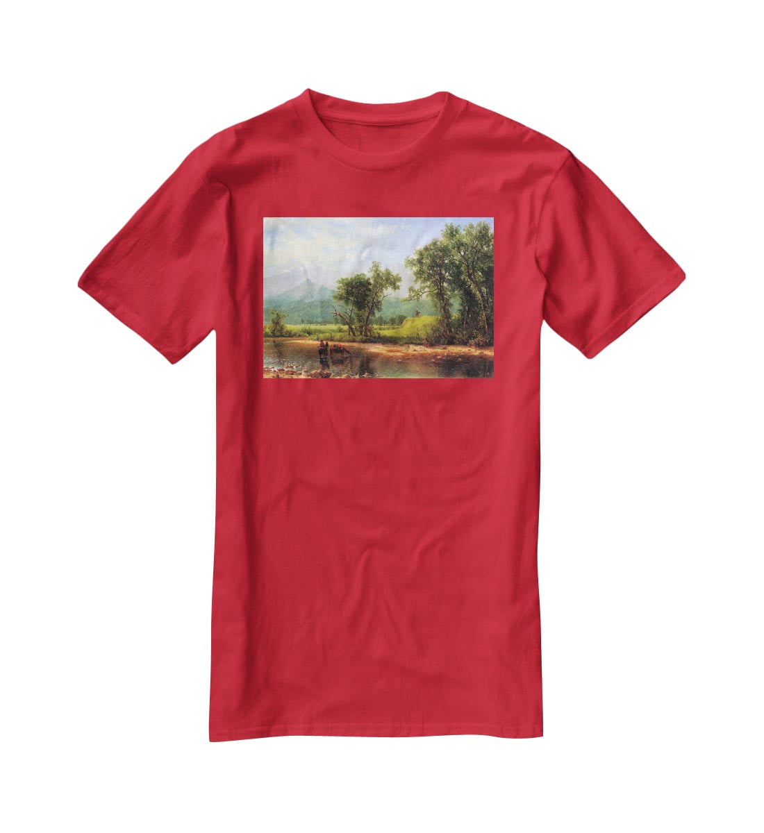 Wind River Mountains landscape in Wyoming by Bierstadt T-Shirt - Canvas Art Rocks - 4