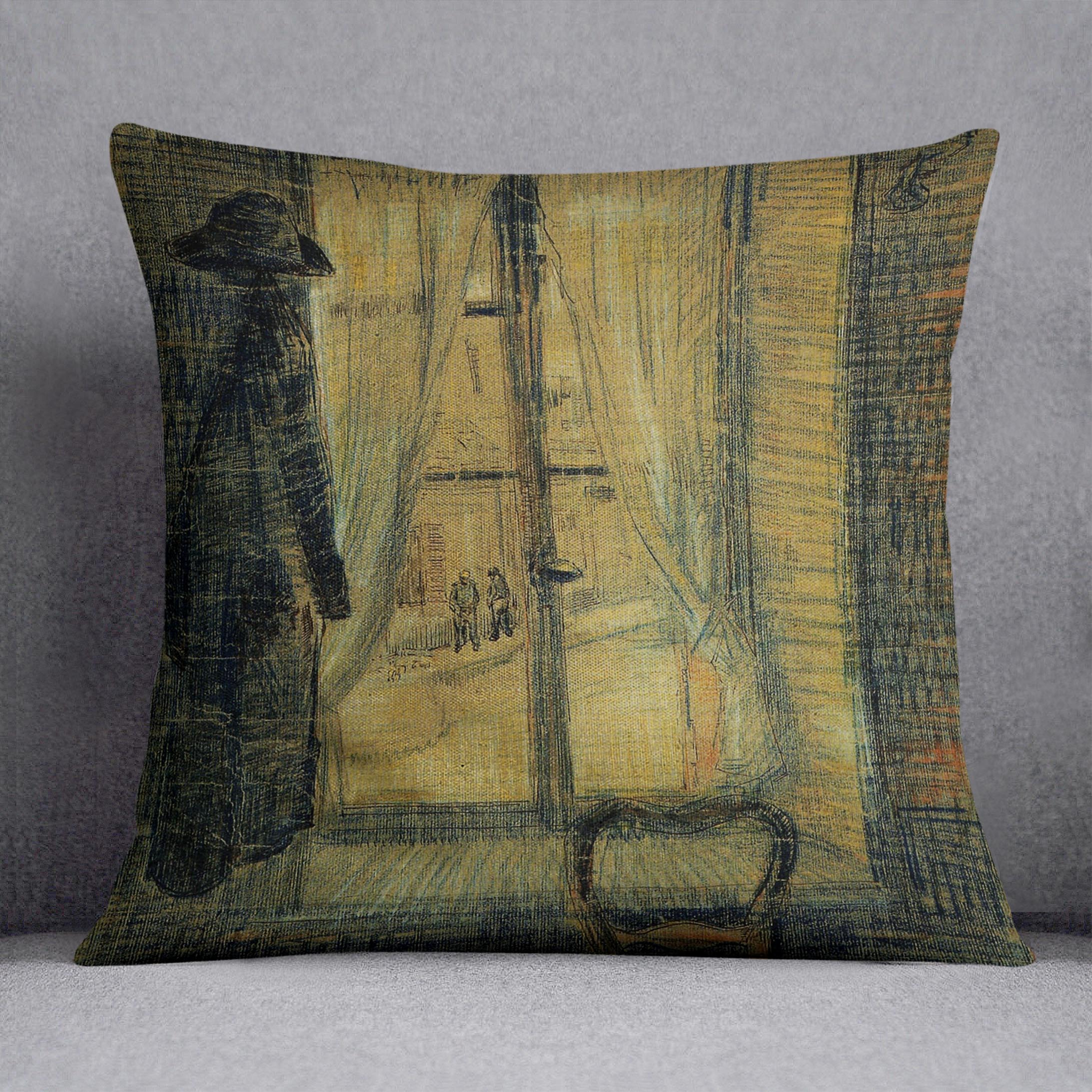 Window in the Bataille Restaurant by Van Gogh Cushion