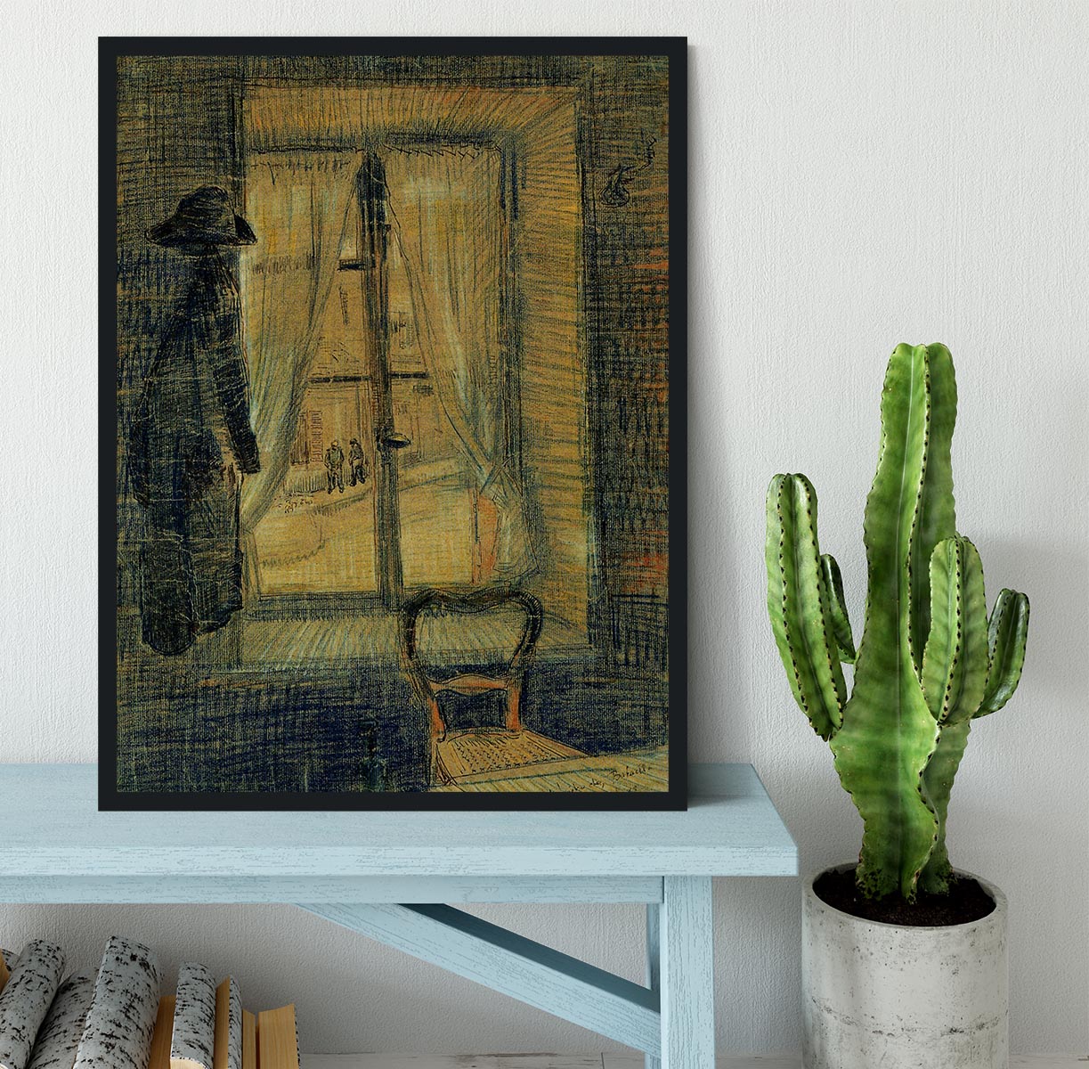 Window in the Bataille Restaurant by Van Gogh Framed Print - Canvas Art Rocks - 2