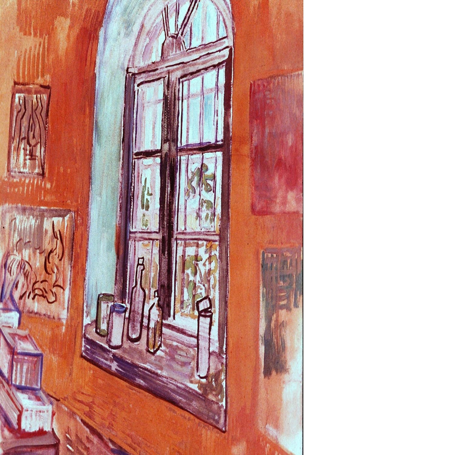 Window of Vincent s Studio at the Asylum by Van Gogh Floating Framed Canvas