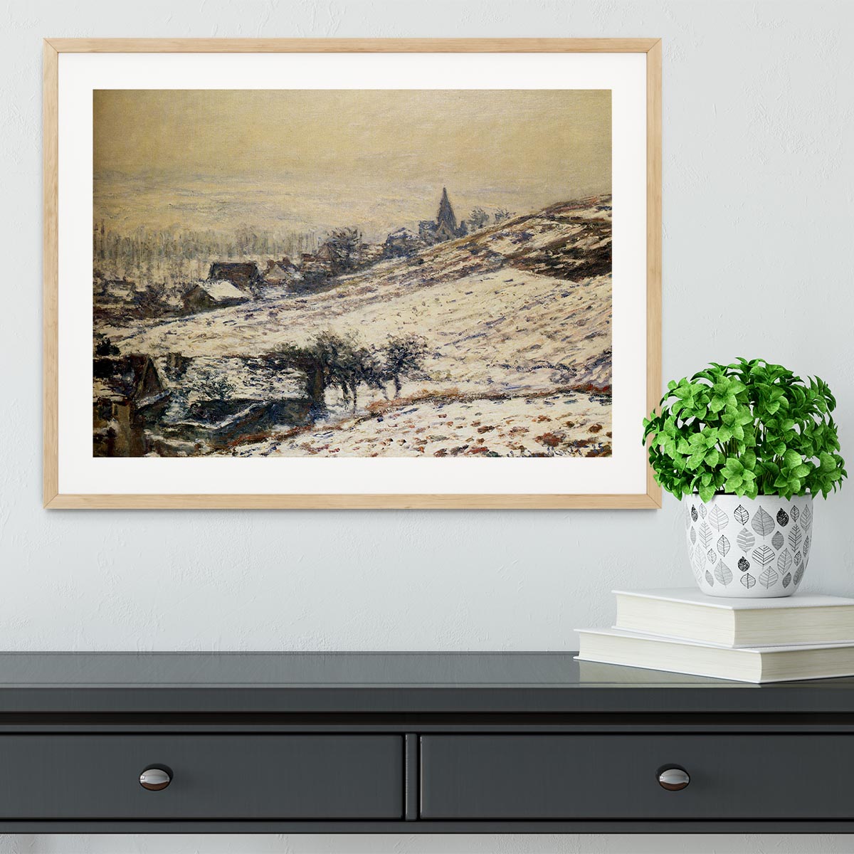 Winter At Giverny 1885 by Monet Framed Print - Canvas Art Rocks - 3