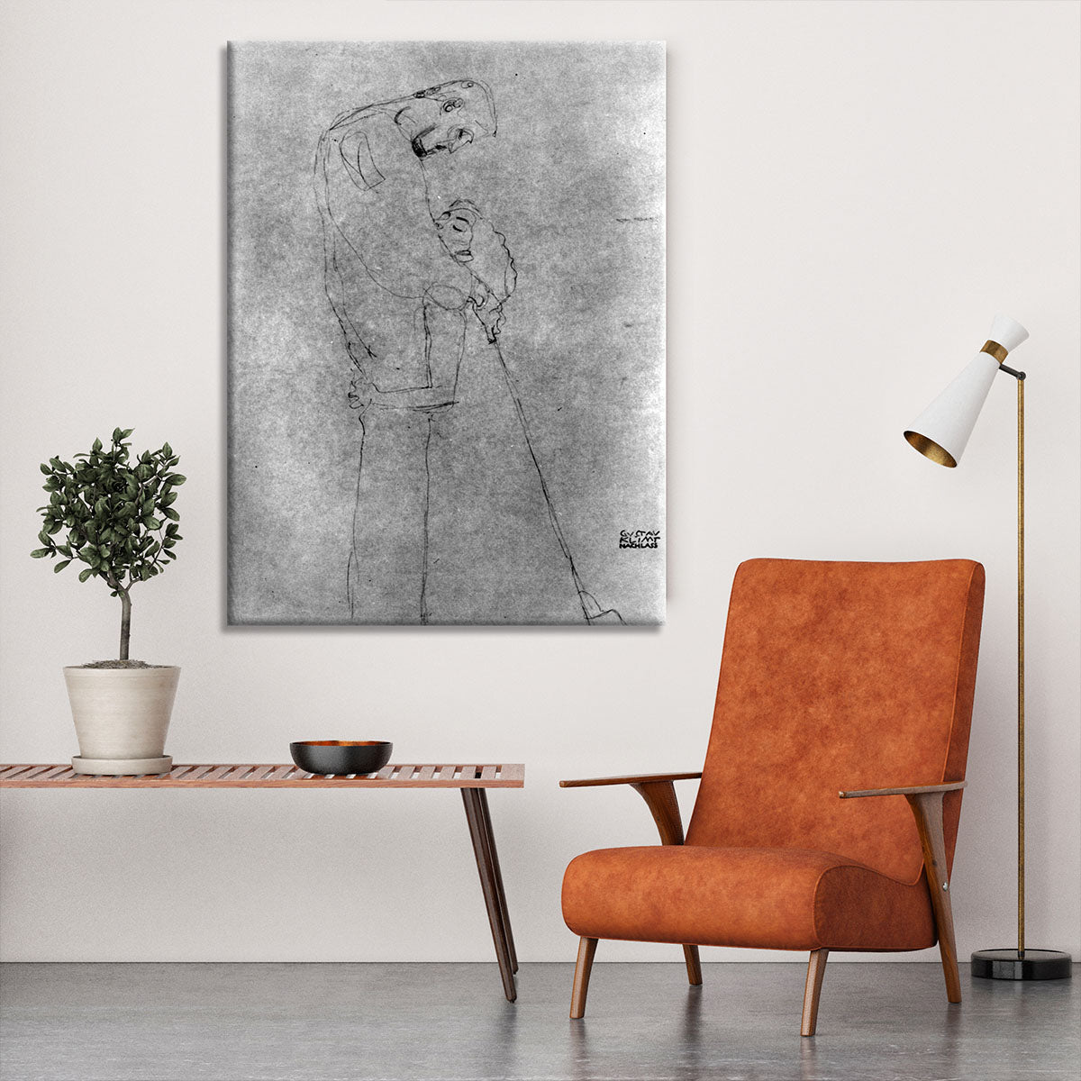 Woman and man standing in profile by Klimt Canvas Print or Poster - Canvas Art Rocks - 6