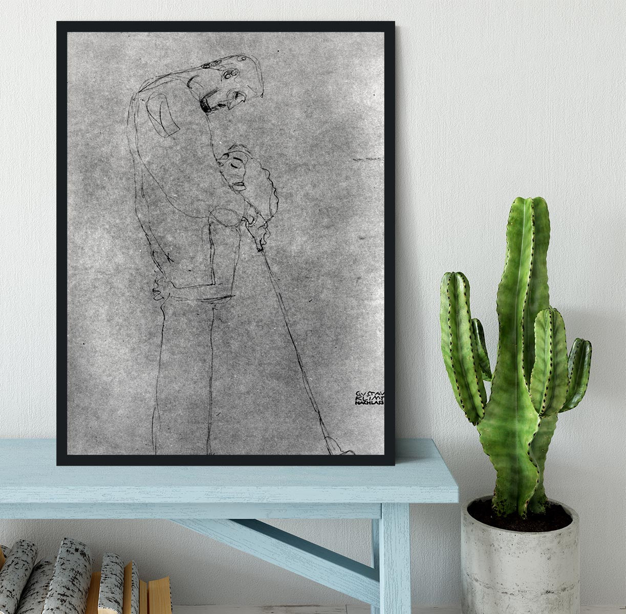 Woman and man standing in profile by Klimt Framed Print - Canvas Art Rocks - 2