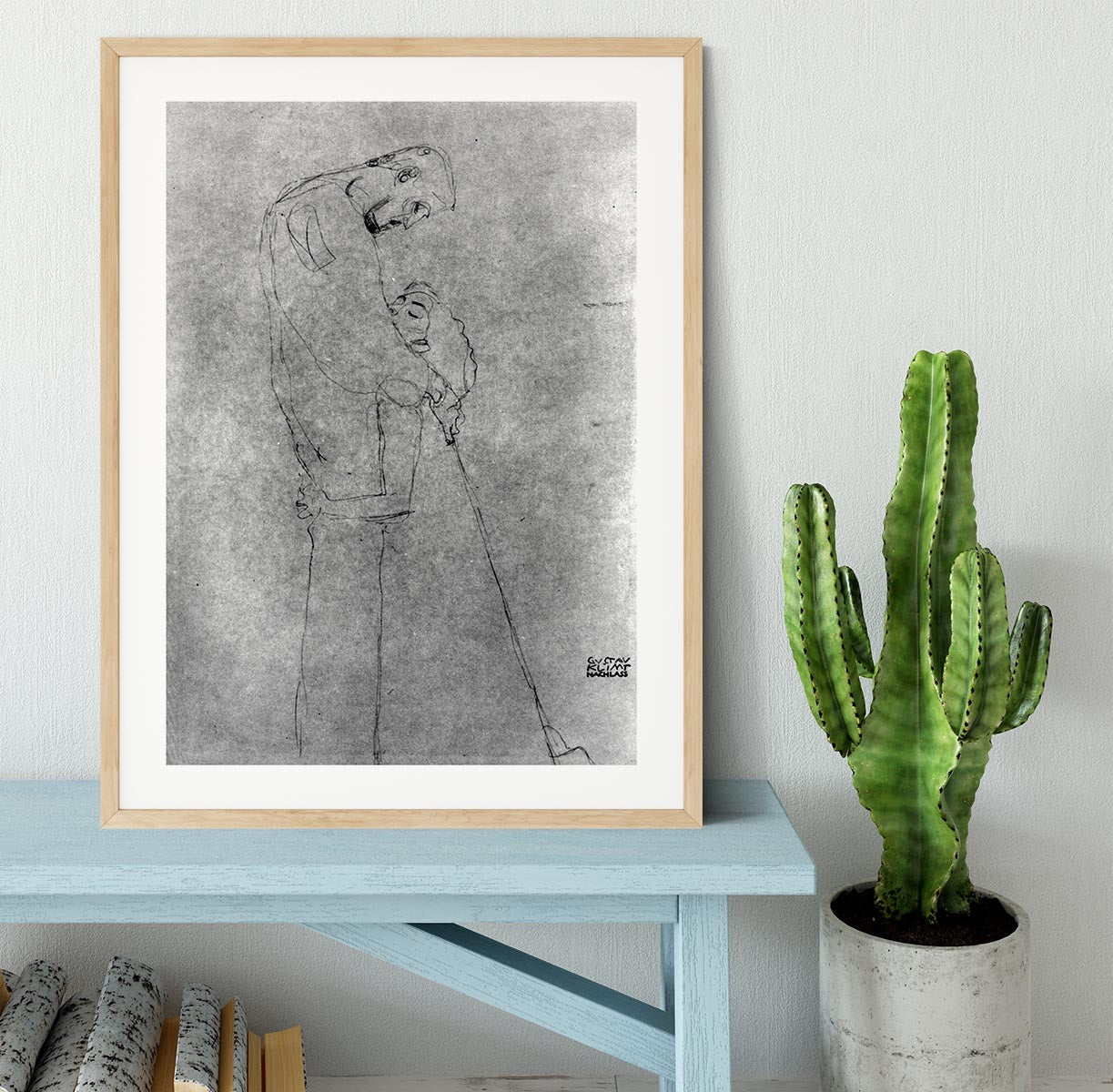 Woman and man standing in profile by Klimt Framed Print - Canvas Art Rocks - 3