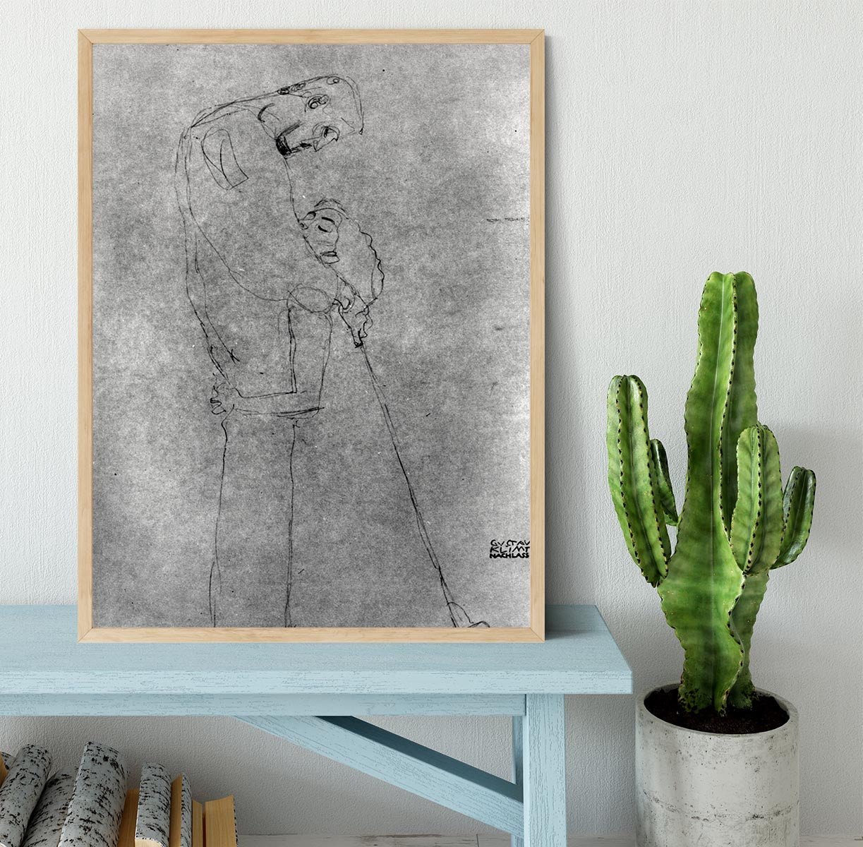 Woman and man standing in profile by Klimt Framed Print - Canvas Art Rocks - 4