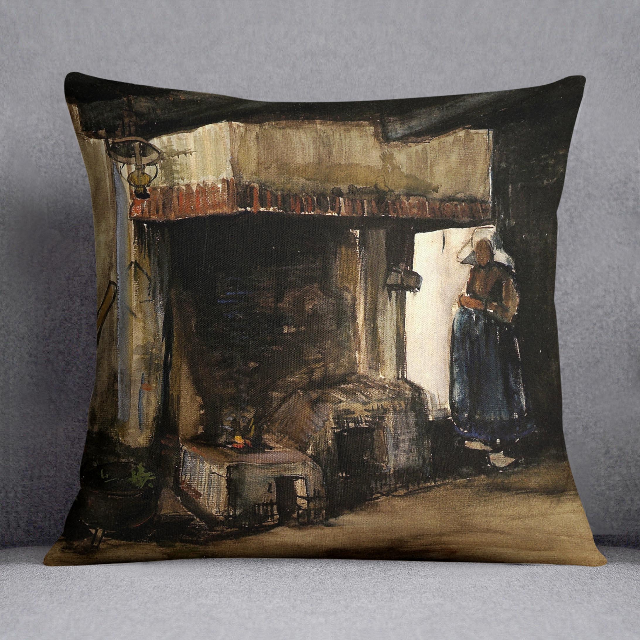 Woman by a Hearth by Van Gogh Cushion