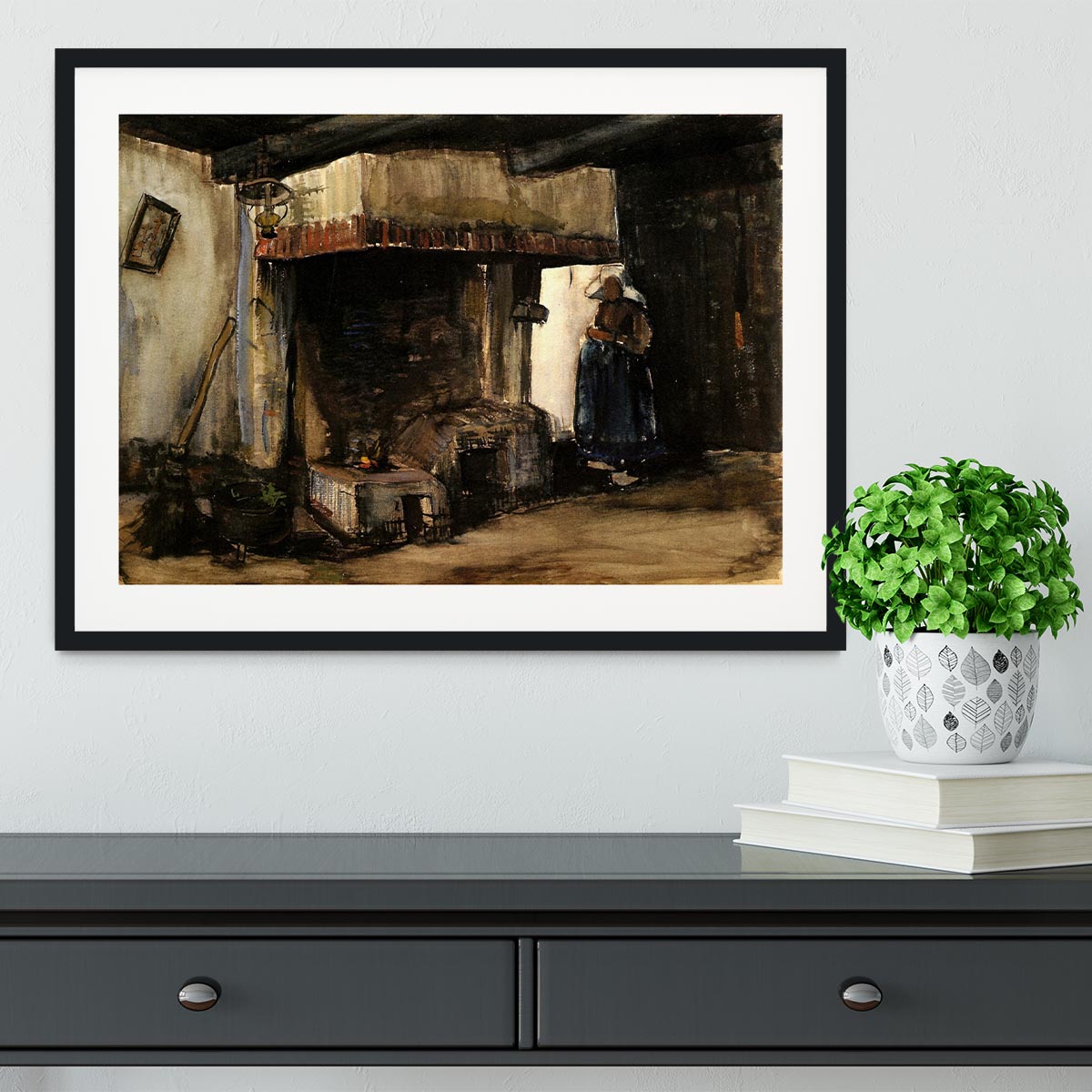 Woman by a Hearth by Van Gogh Framed Print - Canvas Art Rocks - 1